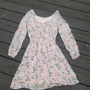 Pink Floral Peasant Dress